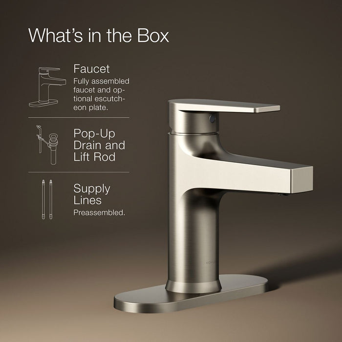 KOHLER K-74021-4 Taut Single-handle bathroom sink faucet, 1.2 gpm