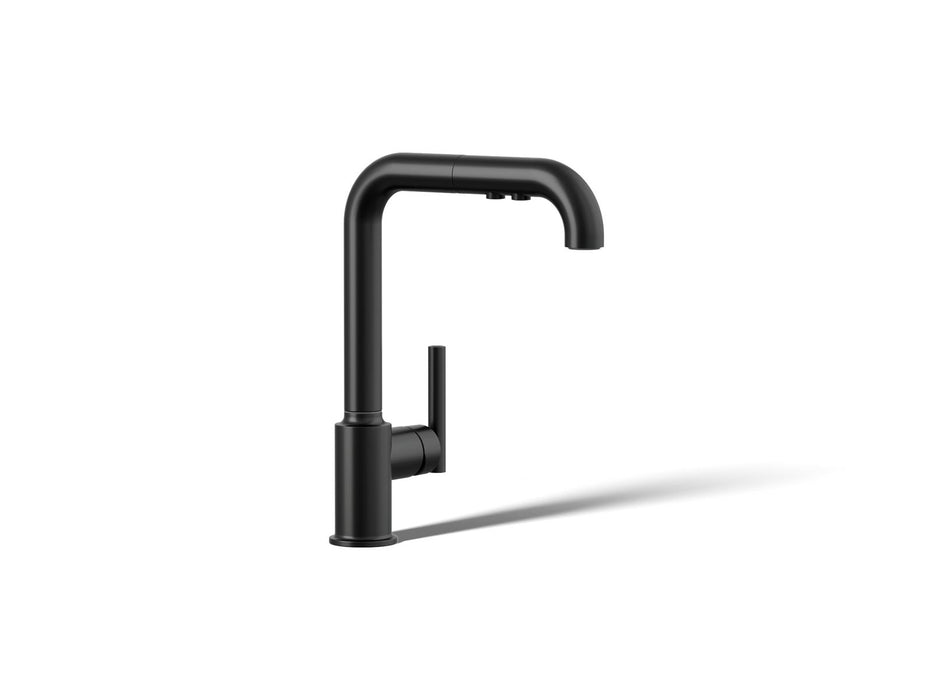 KOHLER K-7505 Purist Pull-out kitchen sink faucet with three-function sprayhead, matte black