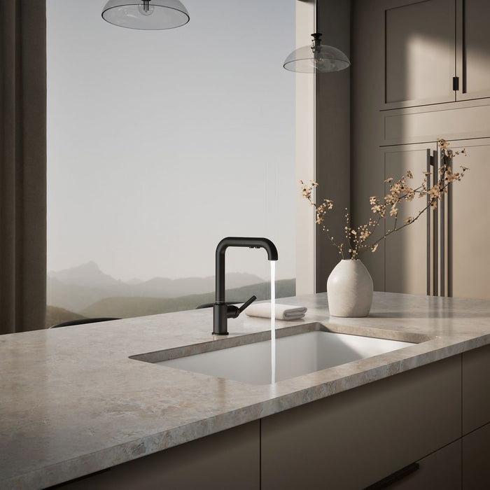 KOHLER K-7505 Purist Pull-out kitchen sink faucet with three-function sprayhead, matte black - view 2