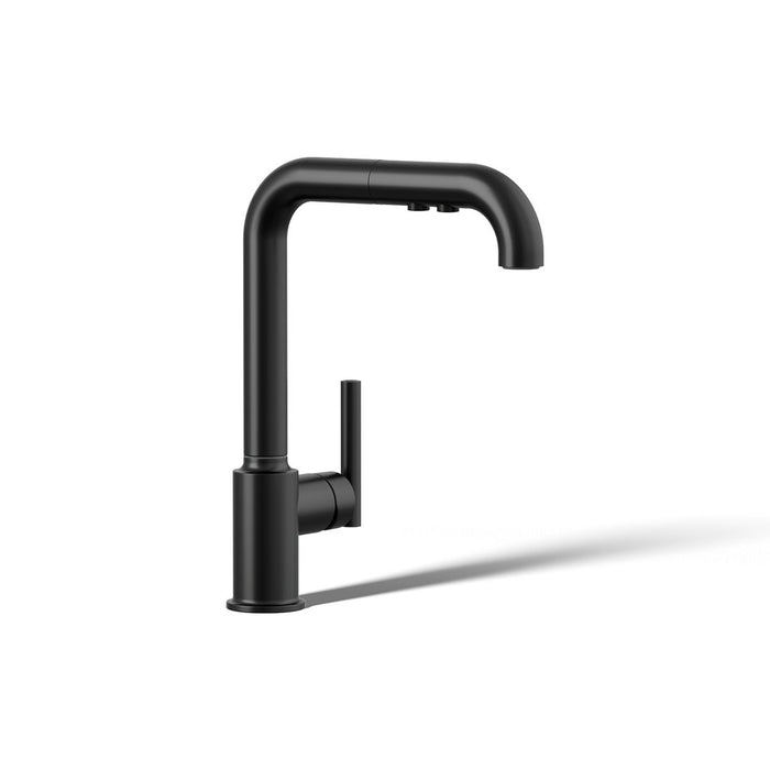 KOHLER K-7505 Purist Pull-out kitchen sink faucet with three-function sprayhead, matte black - view 3