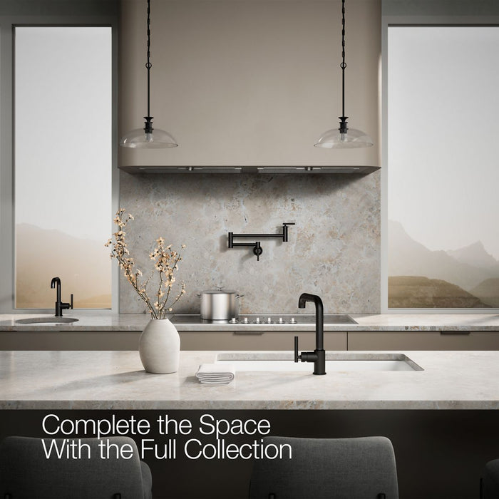 KOHLER K-7505 Purist Pull-out kitchen sink faucet with three-function sprayhead, matte black - view 4