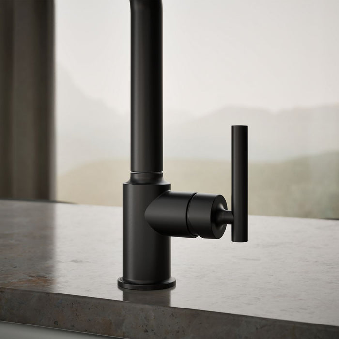 KOHLER K-7505 Purist Pull-out kitchen sink faucet with three-function sprayhead, matte black - view 5