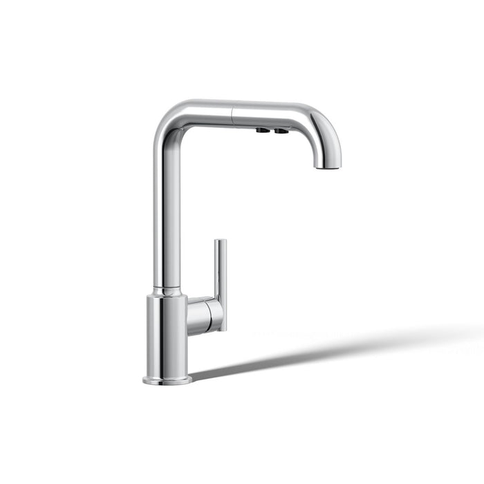 KOHLER K-7505 Purist Pull-out kitchen sink faucet with three-function sprayhead, polished chrome - view 2
