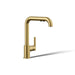 KOHLER K-7505 Purist Pull-out kitchen sink faucet with three-function sprayhead, vibrant brushed moderne brass
