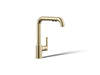 KOHLER K-7505 Purist Pull-out kitchen sink faucet with three-function sprayhead, vibrant french gold
