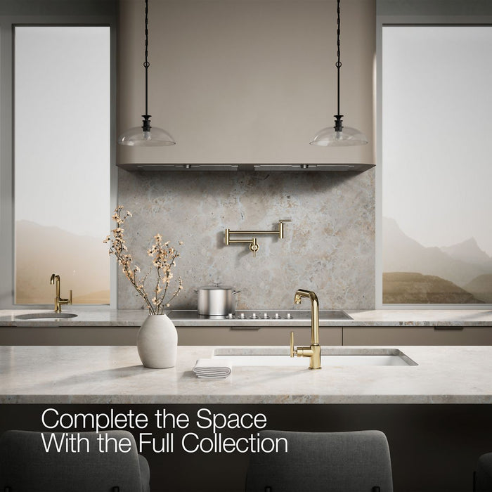 KOHLER K-7505 Purist Pull-out kitchen sink faucet with three-function sprayhead, vibrant french gold - view 2
