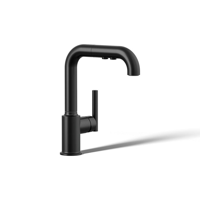 KOHLER K-7506 Purist Pull-out kitchen sink faucet with three-function sprayhead, matte black - view 4