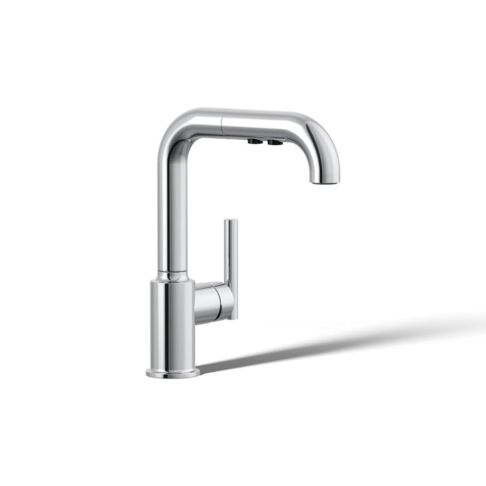 KOHLER K-7506 Purist Pull-out kitchen sink faucet with three-function sprayhead, polished chrome - view 2