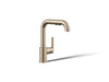 KOHLER K-7506 Purist Pull-out kitchen sink faucet with three-function sprayhead, vibrant brushed bronze