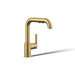 KOHLER K-7506 Purist Pull-out kitchen sink faucet with three-function sprayhead, vibrant brushed moderne brass