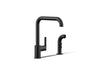 KOHLER K-7508 Purist Single-handle kitchen sink faucet with side sprayer, matte black