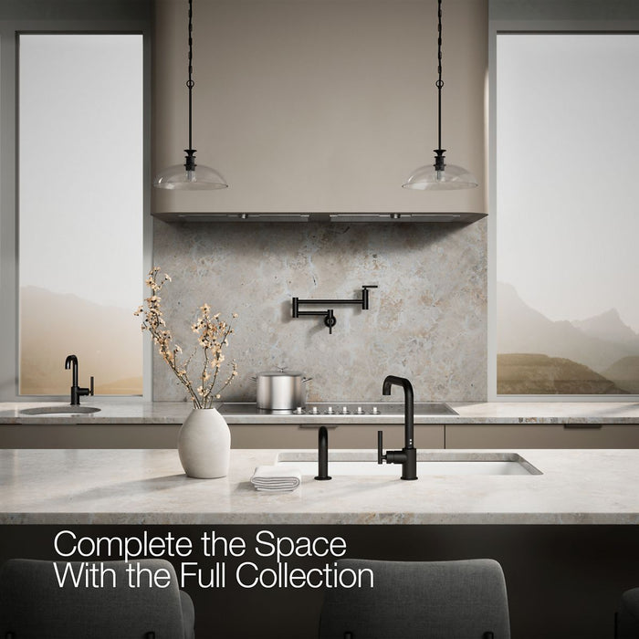 KOHLER K-7508 Purist Single-handle kitchen sink faucet with side sprayer, matte black - view 2