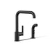 KOHLER K-7508 Purist Single-handle kitchen sink faucet with side sprayer, matte black - view 5