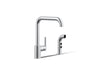 KOHLER K-7508 Purist Single-handle kitchen sink faucet with side sprayer, polished chrome
