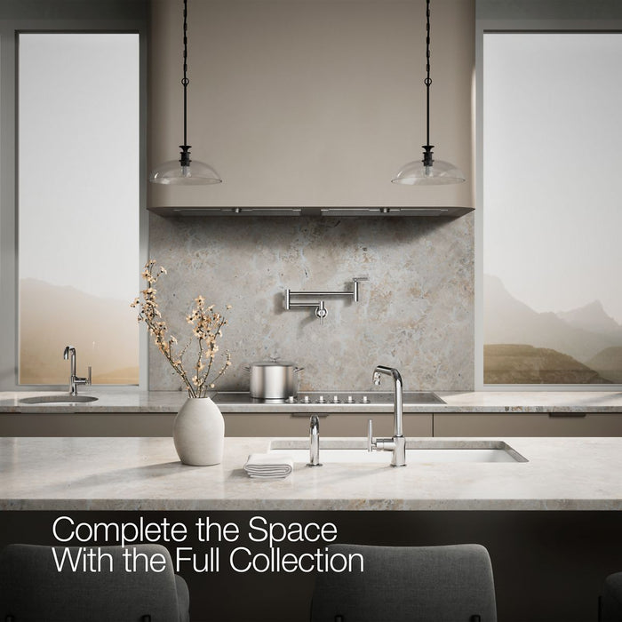 KOHLER K-7508 Purist Single-handle kitchen sink faucet with side sprayer, polished chrome - view 2