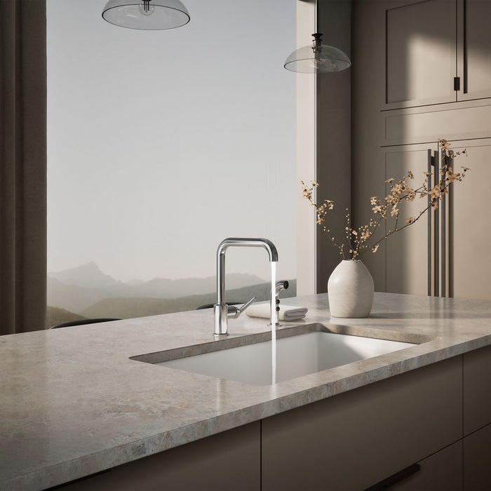 KOHLER K-7508 Purist Single-handle kitchen sink faucet with side sprayer, polished chrome - view 3
