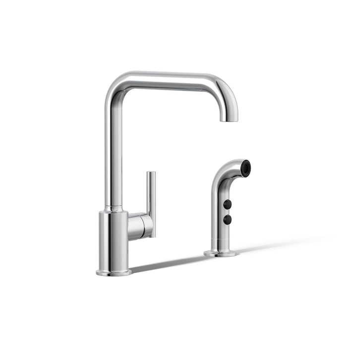 KOHLER K-7508 Purist Single-handle kitchen sink faucet with side sprayer, polished chrome - view 4