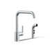 KOHLER K-7508 Purist Single-handle kitchen sink faucet with side sprayer, polished chrome - view 4