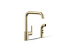 KOHLER K-7508 Purist Single-handle kitchen sink faucet with side sprayer, vibrant french gold