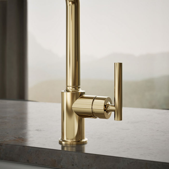 KOHLER K-7508 Purist Single-handle kitchen sink faucet with side sprayer, vibrant french gold - view 4