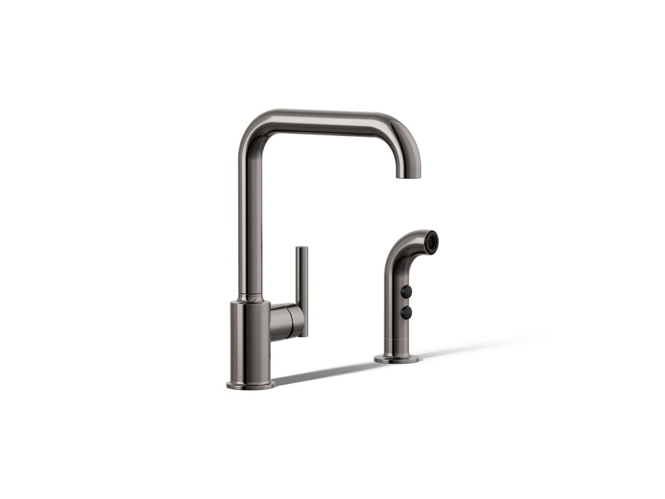 KOHLER K-7508 Purist Single-handle kitchen sink faucet with side sprayer