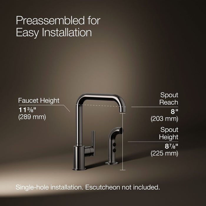 KOHLER K-7508 Purist Single-handle kitchen sink faucet with side sprayer