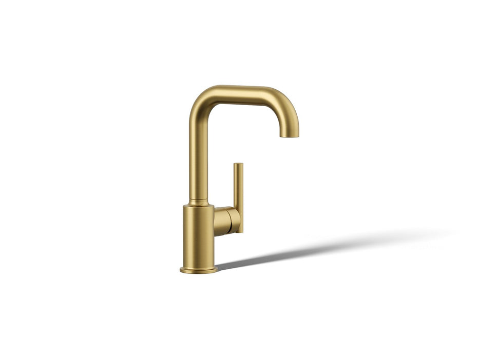 KOHLER K-7509 Purist Single-handle bar sink faucet, vibrant brushed moderne brass
