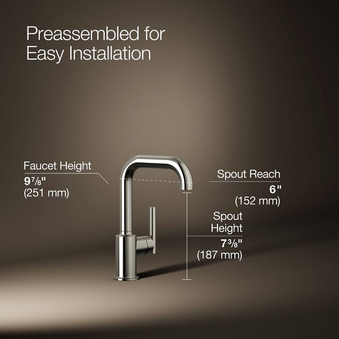 KOHLER K-7509 Purist Single-handle bar sink faucet, vibrant polished nickel - view 5
