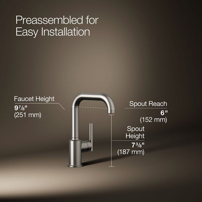 KOHLER K-7509 Purist Single-handle bar sink faucet, vibrant stainless - view 5