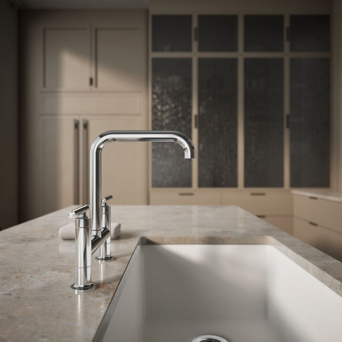 KOHLER K-7547-4 Purist Two-hole bridge kitchen sink faucet, polished chrome - view 4