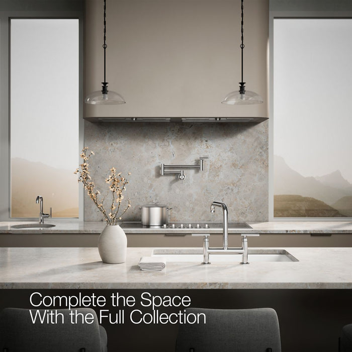 KOHLER K-7547-4 Purist Two-hole bridge kitchen sink faucet, polished chrome - view 5