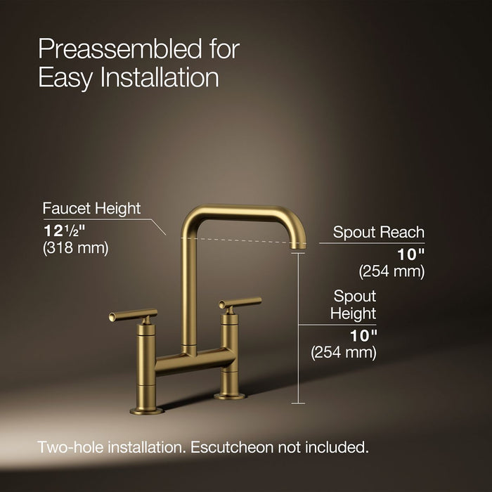 KOHLER K-7547-4 Purist Two-hole bridge kitchen sink faucet