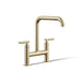 KOHLER K-7547-4 Purist Two-hole bridge kitchen sink faucet, vibrant french gold