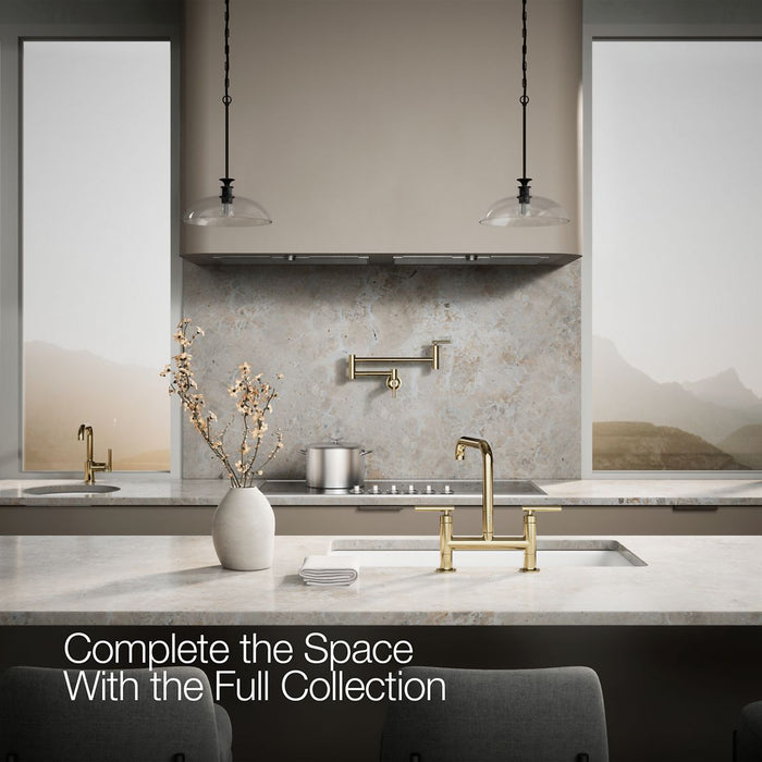 KOHLER K-7547-4 Purist Two-hole bridge kitchen sink faucet, vibrant french gold - view 4