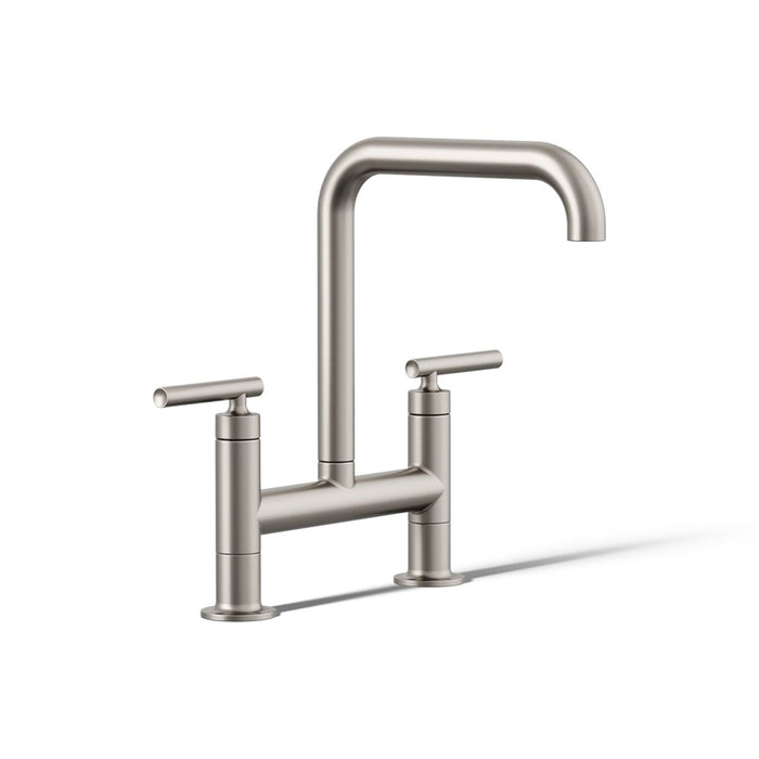 KOHLER K-7547-4 Purist Two-hole bridge kitchen sink faucet