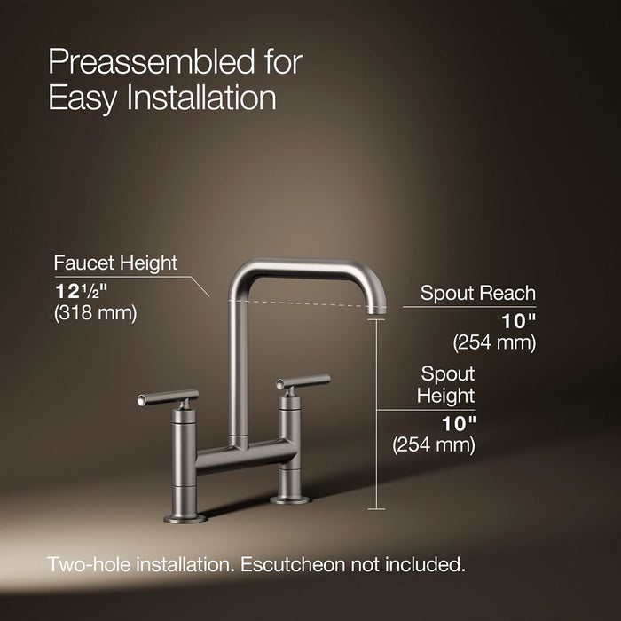 KOHLER K-7547-4 Purist Two-hole bridge kitchen sink faucet