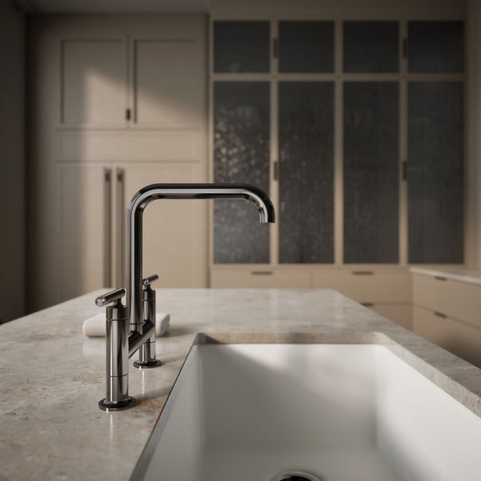 KOHLER K-7547-4 Purist Two-hole bridge kitchen sink faucet