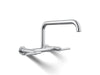 KOHLER K-7549-4 Purist Two-hole wall-mount bridge kitchen sink faucet, polished chrome