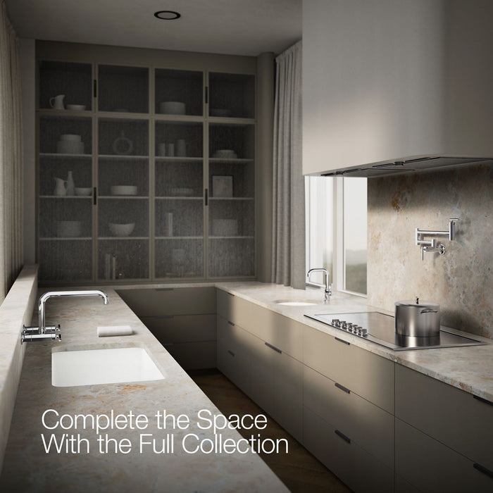 KOHLER K-7549-4 Purist Two-hole wall-mount bridge kitchen sink faucet, polished chrome - view 2