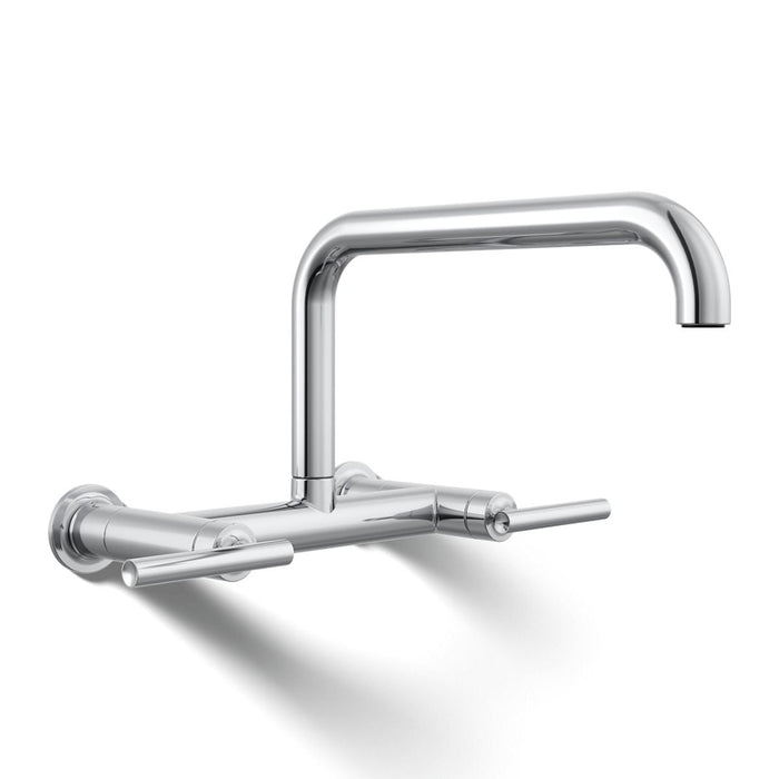 KOHLER K-7549-4 Purist Two-hole wall-mount bridge kitchen sink faucet