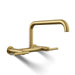 KOHLER K-7549-4 Purist Two-hole wall-mount bridge kitchen sink faucet, vibrant brushed moderne brass