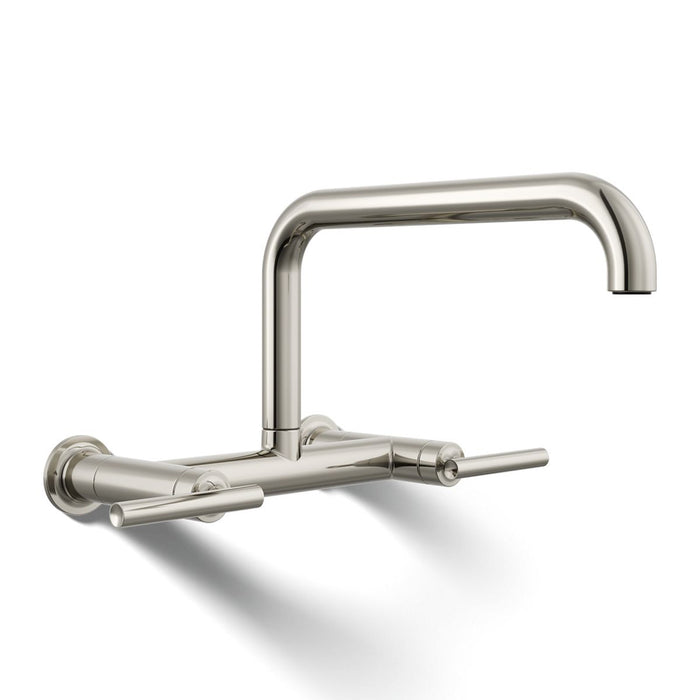 KOHLER K-7549-4 Purist Two-hole wall-mount bridge kitchen sink faucet