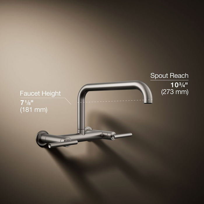 KOHLER K-7549-4 Purist Two-hole wall-mount bridge kitchen sink faucet