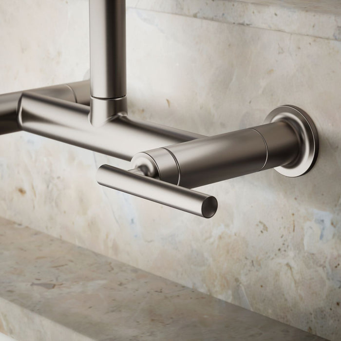 KOHLER K-7549-4 Purist Two-hole wall-mount bridge kitchen sink faucet