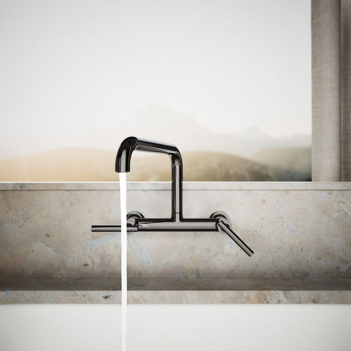 KOHLER K-7549-4 Purist Two-hole wall-mount bridge kitchen sink faucet