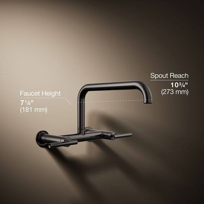 KOHLER K-7549-4 Purist Two-hole wall-mount bridge kitchen sink faucet