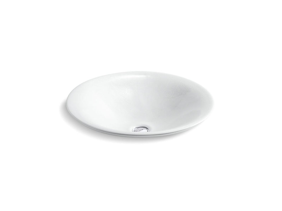KOHLER K-75748-FP1 Sartorial Paisley Carillon 17-1/2" round drop-in bathroom sink, no overflow, white sartorial paisley