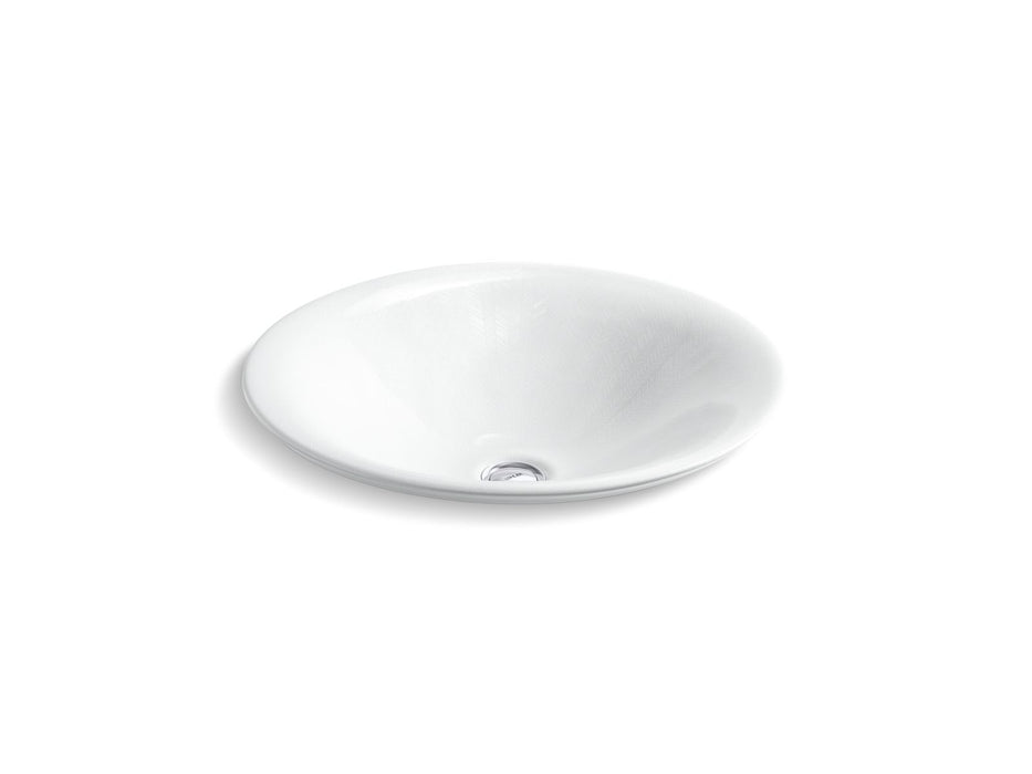 KOHLER K-75748-HD1 Sartorial Herringbone Carillon 17-1/2" round drop-in bathroom sink, no overflow, white sartorial...