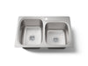 KOHLER K-75791-1 Verse 33" top-/undermount double-bowl kitchen sink, stainless steel