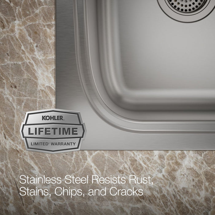 KOHLER K-75791-4 Verse 33" top-/undermount double-bowl kitchen sink, stainless steel - view 5